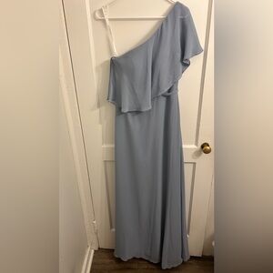 Azazie One-Shoulder Dress in Dusty Blue